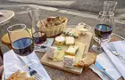 Answer CARAFE, WINE, CHEESE, BREAD, FORK, PLANK, BASKET, KNIFE