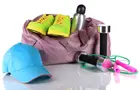 Answer CAP, SNEAKERS, JUMP ROPE, DUMBBELL, GYM BAG, SHOELACE, STOPPER, FLASK