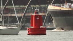Answer buoy, navigation, ship, sailboat, harbor, mast