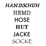 Dingbats HANDSCHUH HEMD HOSE HUT